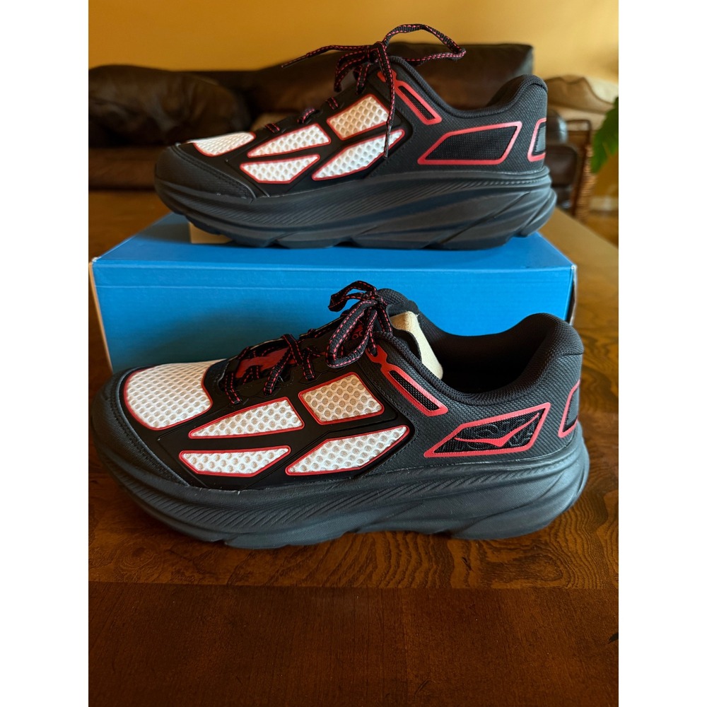 NEW Hoka One One U Clifton One9 Black Cherry Red Silver 1155370-BCRS Mens Sz 12